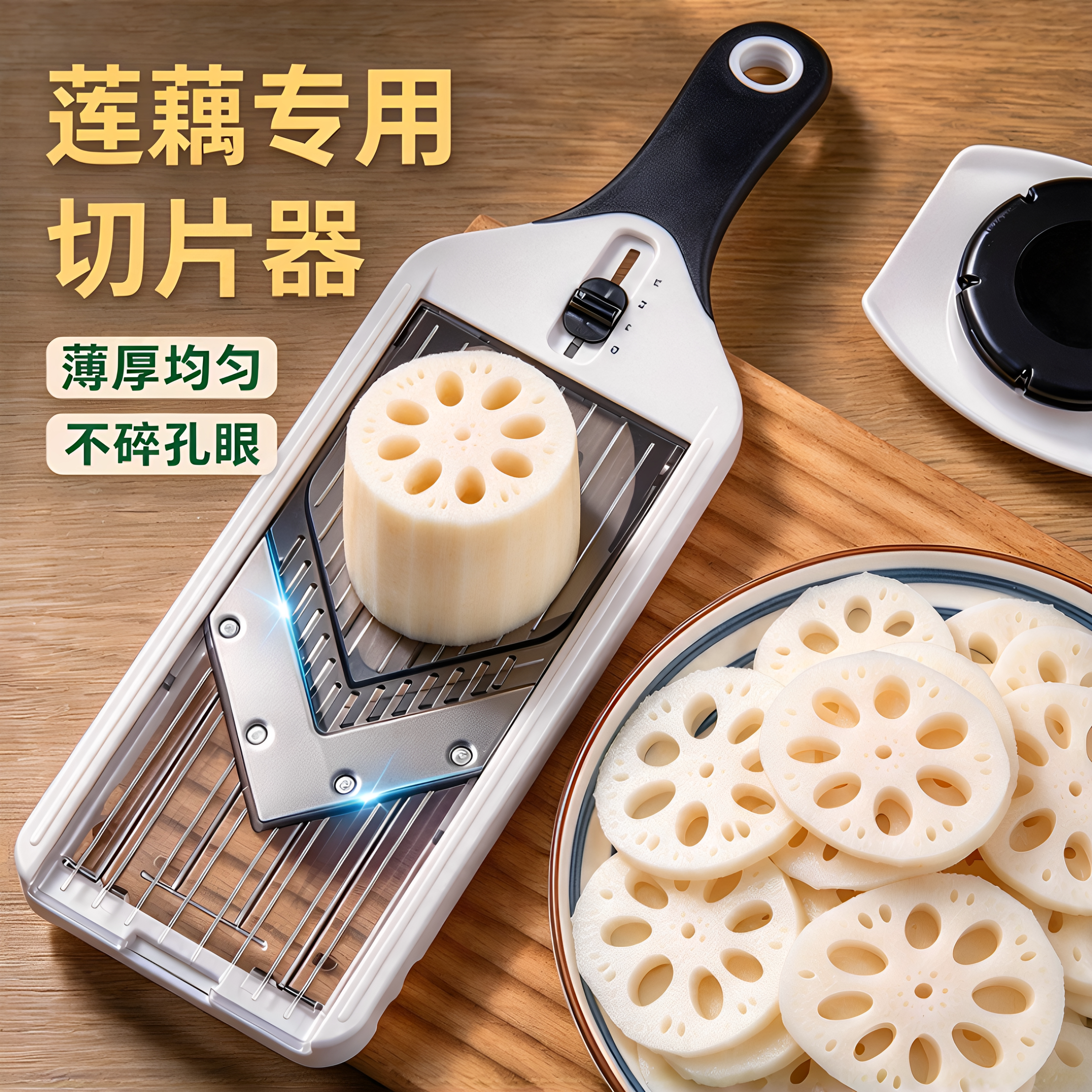 莲藕专用切片器土豆片擦片神器切菜工具萝卜黄瓜刨片擦子厚薄可调