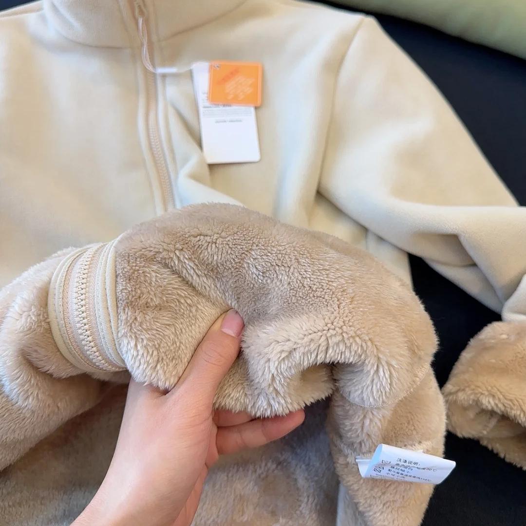 摇粒绒外套颗粒绒保暖夹棉厚羊羔绒冬季男生女生同款加大