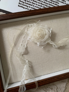 新中式国风新款玫瑰花朵项链蕾丝带仙女choker颈带颈花白色洛丽塔