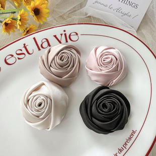 缎面玫瑰花胸针复古温柔饰品高档职业装男女配饰领花DIY半成品