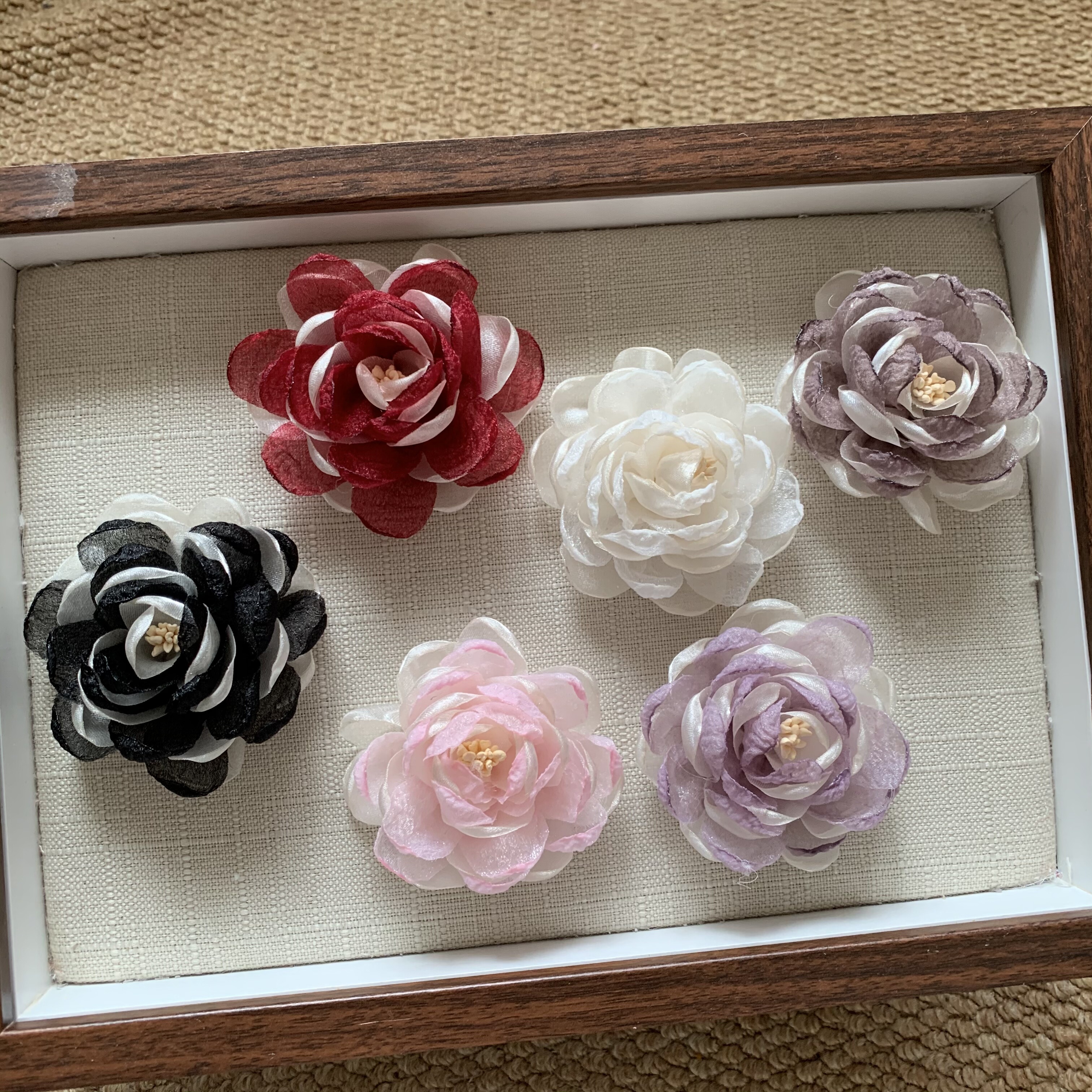 手工玫瑰花朵立体发夹胸针汉服发饰cosplaydiy材料半成品仿真花抓