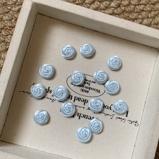 1.5厘米手捏玫瑰小迷你花朵baby蓝色进口日制丝带花苞手工DIY发夹