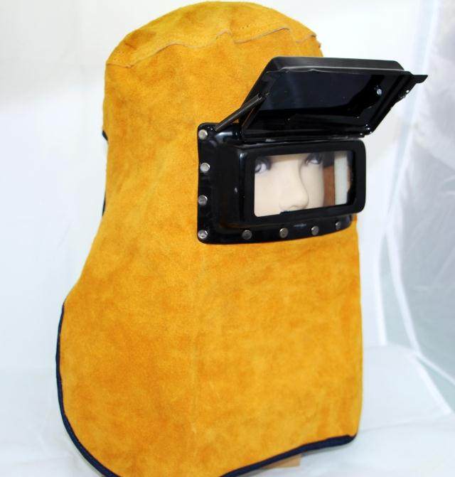 电焊面罩包邮纯牛皮电焊焊帽焊工焊接面罩劳保双翻玻璃电焊眼镜