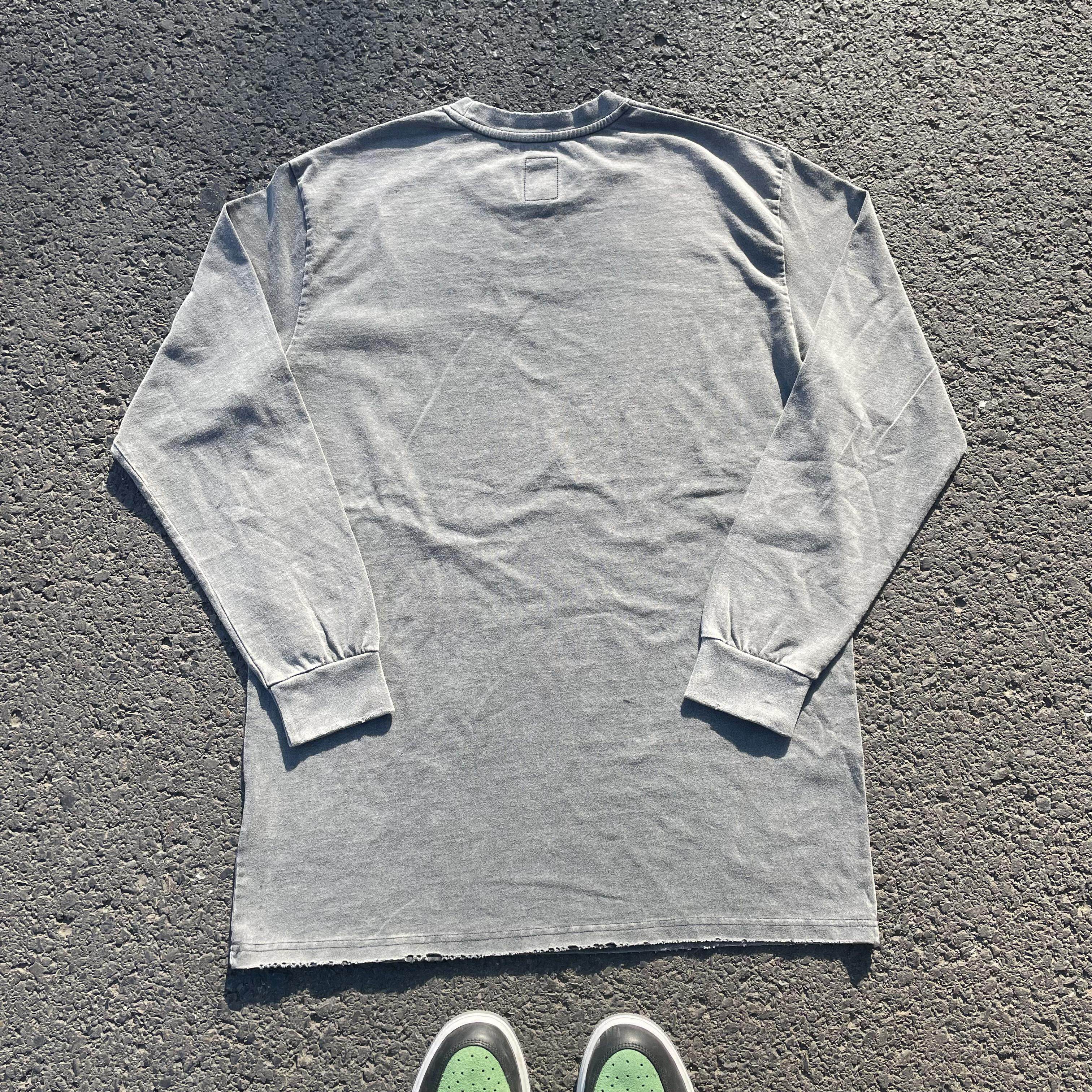 270그램  무거운  워시 디스트레스드 홀 바닥 셔츠 솔리드 컬러 루즈 대형 456XL 남성용 및 여성용 긴팔 티셔츠