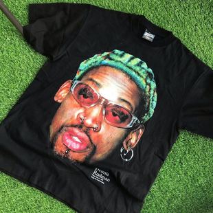 潮牌高街百搭半袖 潮流T恤短袖 复古vintage圆领黑色打底衫 美式