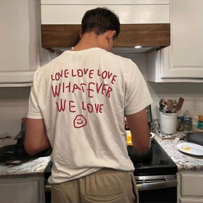 Autismss宝藏屋 好物推荐！红色love简约潮流情侣T shirt短袖T恤