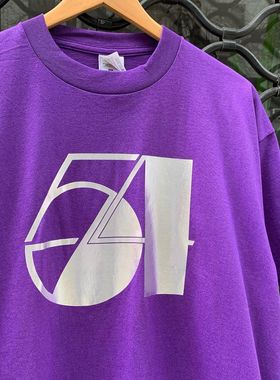 54体育街头滑板深紫色圆领打底衫复古美式os大码半袖学生篮球宽松
