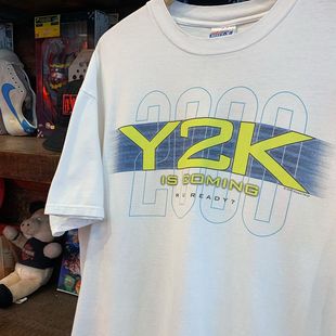 复古vintage风潮流百搭圆领os宽松T恤 T恤美式 Y2K 2000千禧年短袖