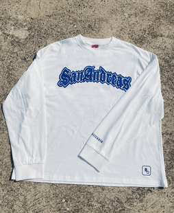 美式oldschool复古发泡字母男女情侣潮流宽松街头风t恤长袖上衣服