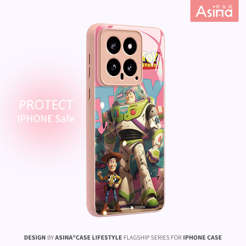 粉底巴斯光年适用xiaomi14pro手机壳新款米13pro小众原创mi12s卡通迪士尼14液态玻璃13全包防摔保护套高级感