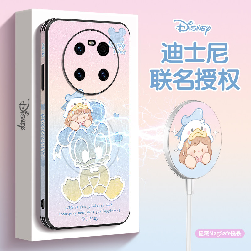 米妮女孩适用华为mate50pro手机壳40rs新款mate40pro磁吸皮纹mate30全包mt40e防摔超薄女款迪士尼女款卡通+