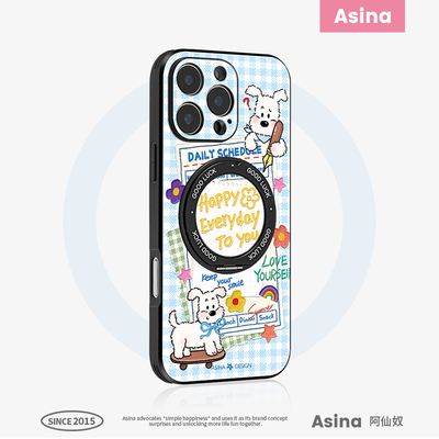 便签小狗适用苹果16手机壳新款15Promax磁吸带支架iPhone14Pro高级隐藏支点一体16Promax仿皮超薄ip13好看Ho3