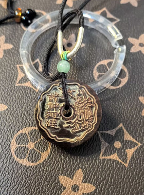 小尺寸复古黑驴蹄子壳张天师吊坠