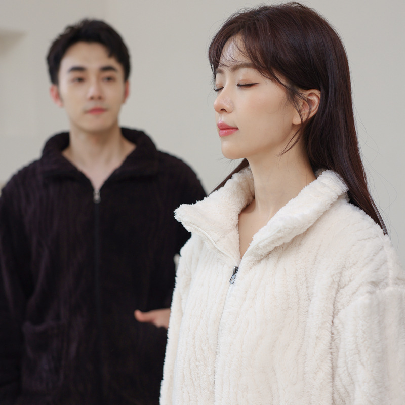 情侣加厚法兰绒家居服套装