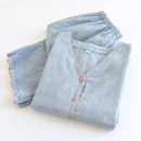 2025新款 家居服套装 全棉简约长袖 提花双层纯棉纱布睡衣女春秋季