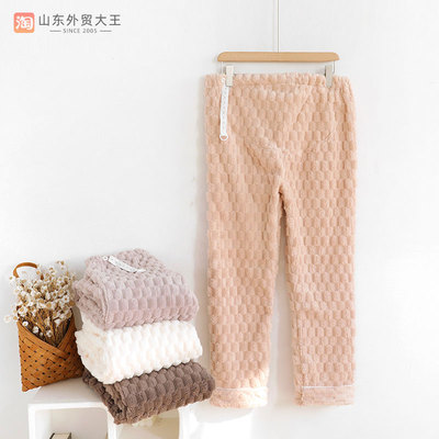 法兰绒保暖加绒托腹家居裤