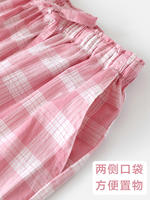 Washed pure cotton pajama pants, women's long pants, loose Japanese checked home pants, summer thin style, can be worn outside, all-cotton home pants thumbnail 8