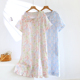 宽松全棉家居服 睡衣薄款 甜美印花娃娃领睡裙纯棉纱布夏季 女士短袖