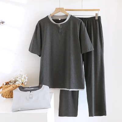 假两件男士可外穿舒棉睡衣套装