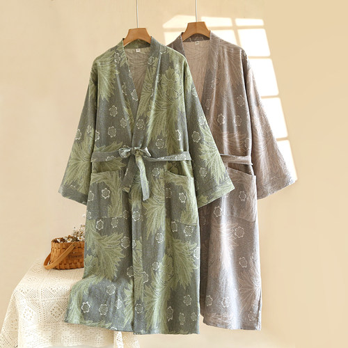 日系和服式纯棉纱布情侣睡袍