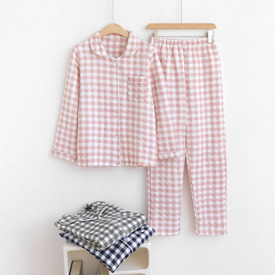 无印格子情侣空气棉格子睡衣套装