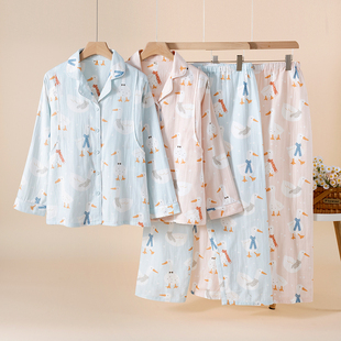 纯棉纱布月子服春夏季薄款孕妇睡衣女产后哺乳期春秋产妇家居服