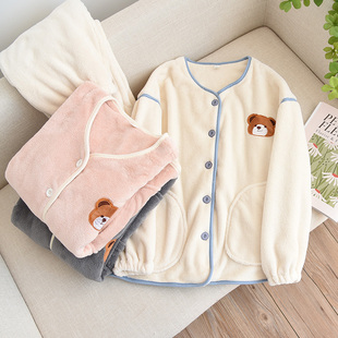 情侣睡衣女秋冬款 法兰绒家居服学生 珊瑚绒加厚保暖可爱卡通男士