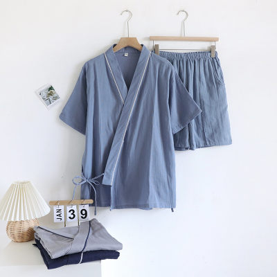 日系和服纯棉纱布男士家居服