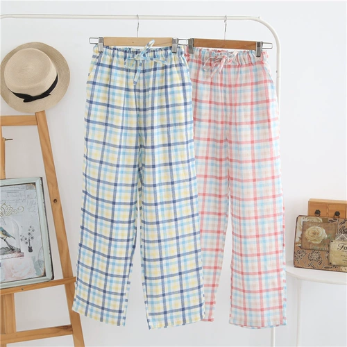 Летние осенние трикотажные японские хлопковые марлевые штаны для отдыха, свободный крой