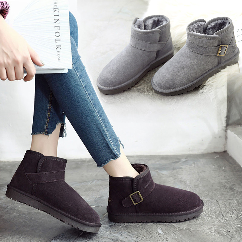 雪地靴女冬短筒搭扣靴子男士低帮保暖面包鞋加绒雪地棉鞋情侣短靴|ruв категории Женская обувь, 靴子, 时尚雪地靴 - от Buy2taobao.com для оказания профессиональной услуги покупки агента Taobao