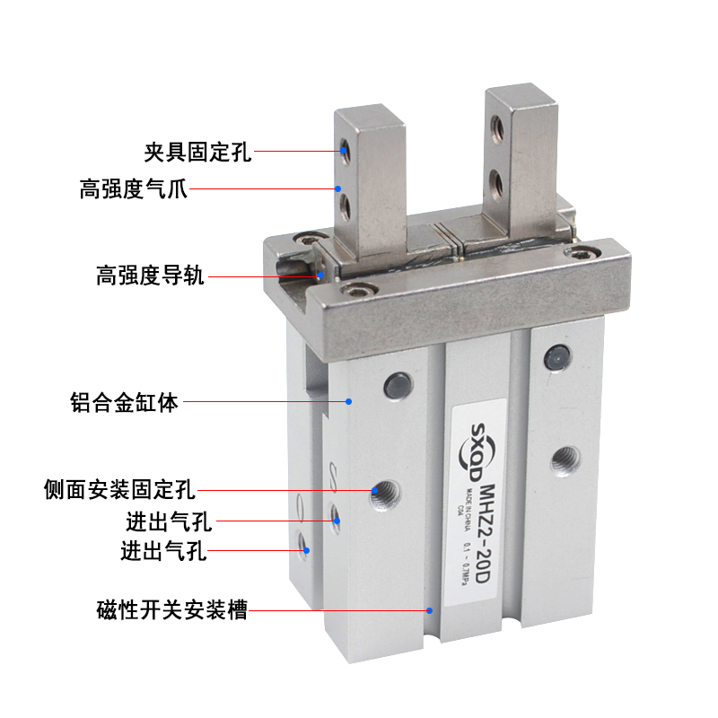 气动手指气缸MHZ2-16D小型平行夹气爪MHZ2-20D/MHZ2L-16D/32D/40D