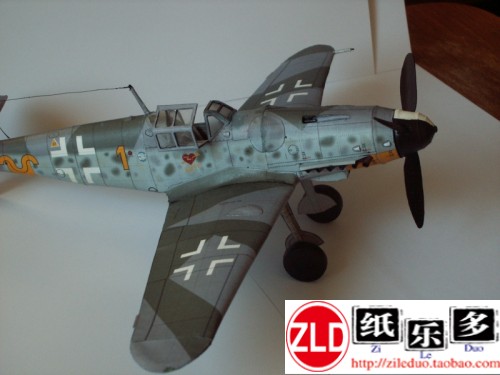 纸乐1比33BF109G-6战机纸模型图纸3D立体战机纸模型手作DIY