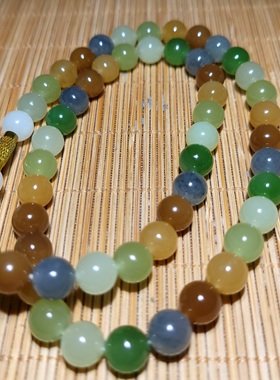 新疆的猫zg122504 45.8克，色泽搭配绚丽的和田玉多宝项链