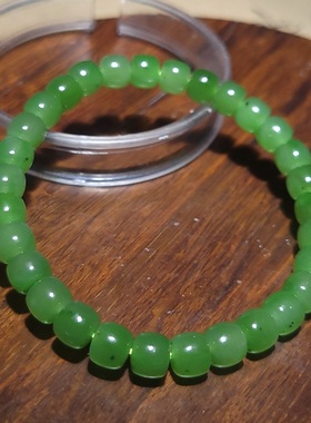 新疆的猫YQ122404 16.4克玉质油润颜色鲜亮乌兰海碧玉老型珠手串