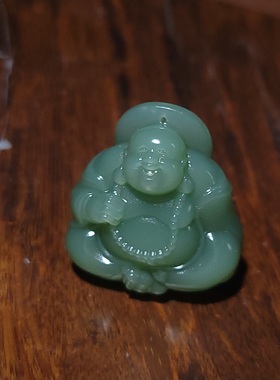 新疆的猫YQ102705 19.1克玉质顶细脂粉感强烈的碧玉粉青佛挂坠