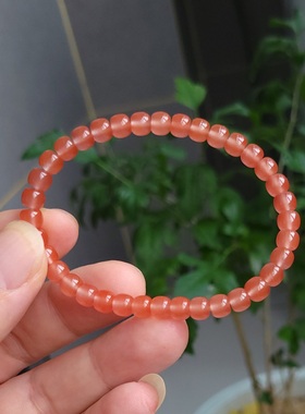 新疆的猫Z082904 10.9克细润色泽淳美稀有“冰粉红”南红苏工手串