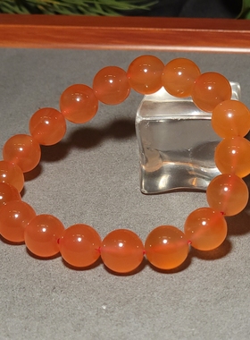 L122301 34.9克，直径11mm精品宝光湛然的保山冰红玛瑙圆珠手链