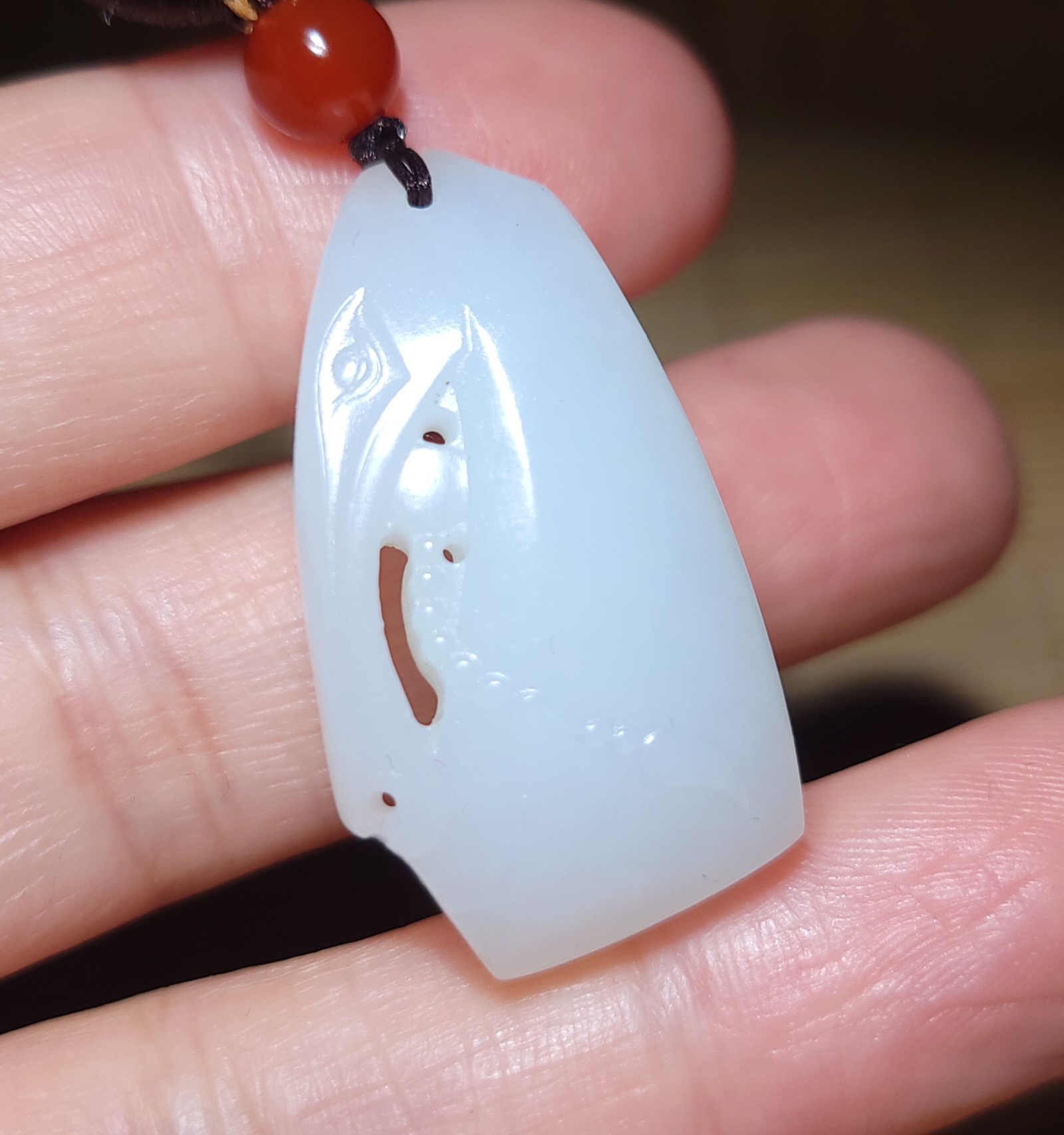 新疆的猫zg120307 11.3克浓白细润老俄料羊脂玉“马到成功”挂坠