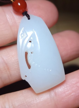 新疆的猫zg120307 11.3克浓白细润老俄料羊脂玉“马到成功”挂坠