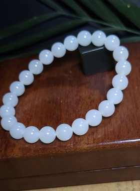 新疆的猫Z121604 19.3克，R8高油脂感特细熟润俄籽羊脂白玉手串