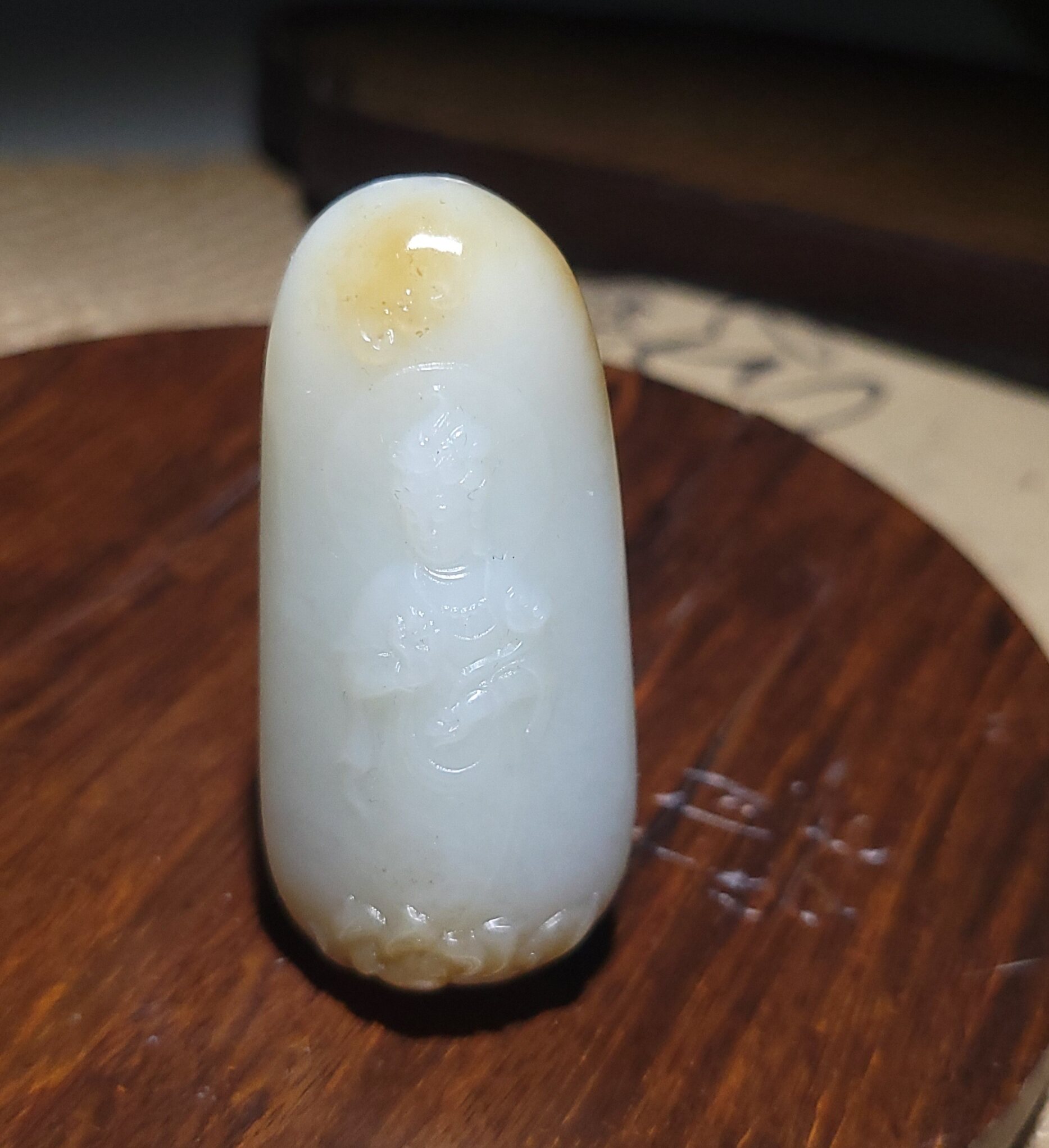 新疆的猫YQ112801 45.4克，润如脂特细油膏料且末糖白玉观音雕件