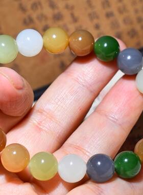 新疆的猫JJ121504 28.8克，10mm颜色丰富的多宝圆珠手链