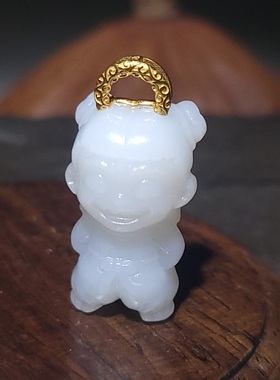 新疆的猫YQ010507 6.0克，超级油糯的哪吒且末羊脂白玉挂件