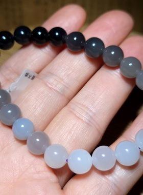 zg011304 新疆的猫18.0克直径8mm精品青海烟紫色渐变手链和田玉