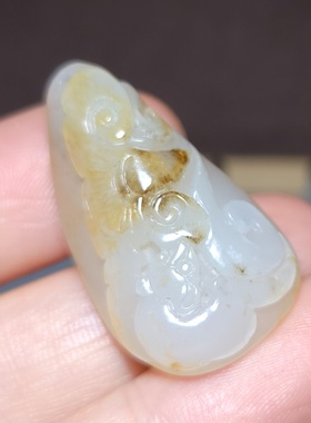新疆的猫zg090502 11.8克，油润的白玉籽如意吉祥雕件