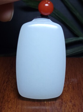 新疆的猫Z122205 32.2克，特细熟润白糯老俄料羊脂白玉平安无事牌