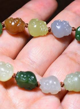 JJ032604新疆的猫22.0克精选色泽搭配绚丽的和田玉多宝貔貅手链