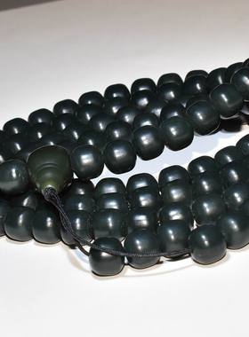 新疆的猫/109.2克，直径8-8mm细润熟糯青海青玉108禅串手链MG03
