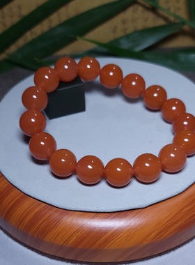 新疆的猫Z082803 35.8克R11.5油亮红得惊艳原矿柿子红南红手串