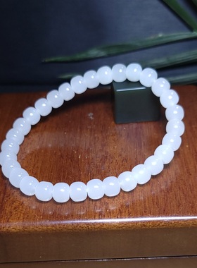 新疆的猫Z121905 14.7克，特油细润净美老坑羊脂白玉老型珠手串